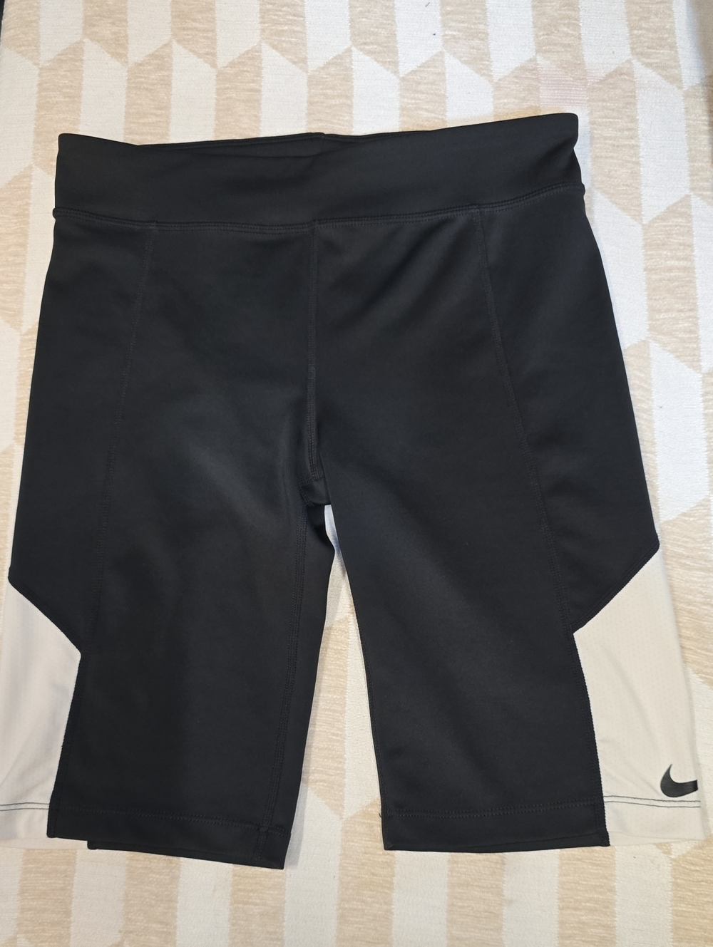 Nike Kids Black and Cream Bike Shorts